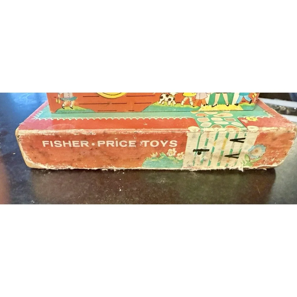 Vintage Fisher Price Music Box Teaching Clock 998‎ Works Wood Toy 1960s -video